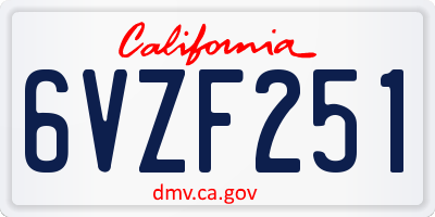 CA license plate 6VZF251