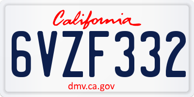 CA license plate 6VZF332