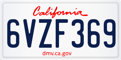 CA license plate 6VZF369