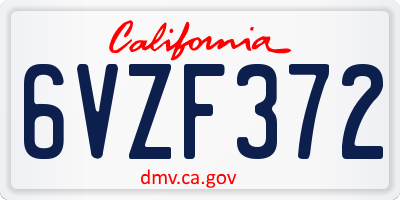 CA license plate 6VZF372