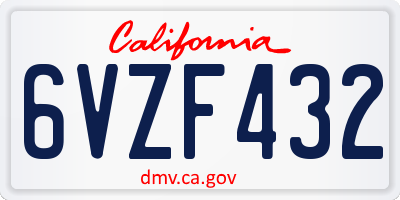 CA license plate 6VZF432