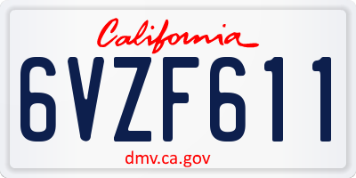 CA license plate 6VZF611
