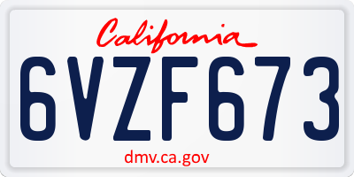 CA license plate 6VZF673
