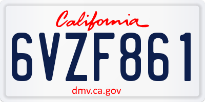 CA license plate 6VZF861
