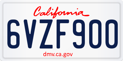 CA license plate 6VZF900