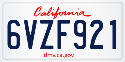 CA license plate 6VZF921