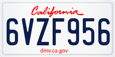CA license plate 6VZF956