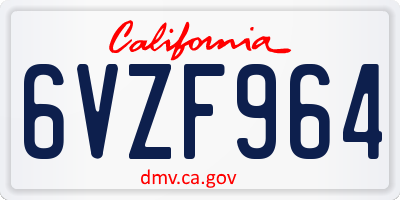 CA license plate 6VZF964