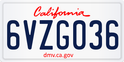 CA license plate 6VZG036