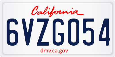 CA license plate 6VZG054
