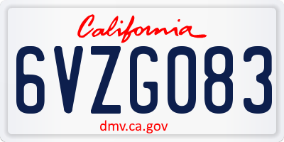 CA license plate 6VZG083