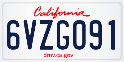 CA license plate 6VZG091