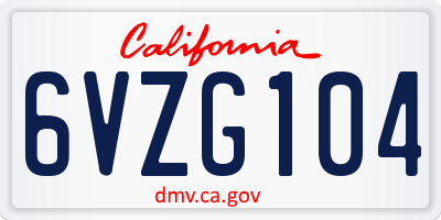 CA license plate 6VZG104