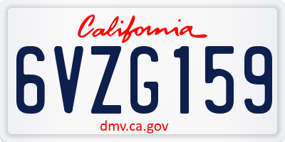 CA license plate 6VZG159