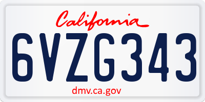CA license plate 6VZG343