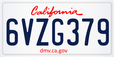 CA license plate 6VZG379