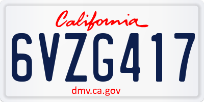 CA license plate 6VZG417