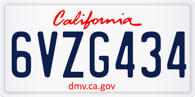 CA license plate 6VZG434
