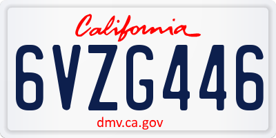 CA license plate 6VZG446