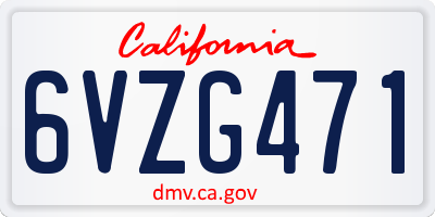 CA license plate 6VZG471