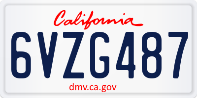 CA license plate 6VZG487