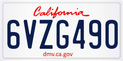 CA license plate 6VZG490