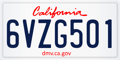 CA license plate 6VZG501