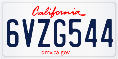 CA license plate 6VZG544