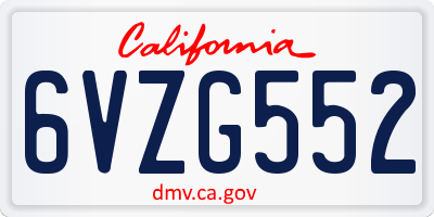 CA license plate 6VZG552