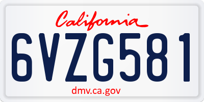 CA license plate 6VZG581