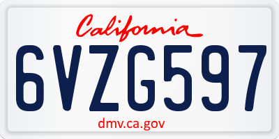 CA license plate 6VZG597