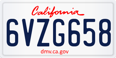 CA license plate 6VZG658