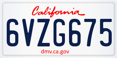 CA license plate 6VZG675
