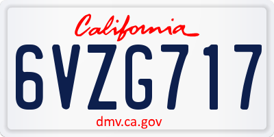 CA license plate 6VZG717