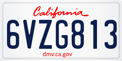 CA license plate 6VZG813