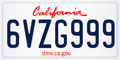 CA license plate 6VZG999