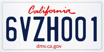 CA license plate 6VZH001