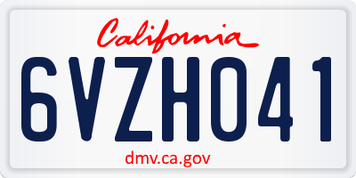CA license plate 6VZH041