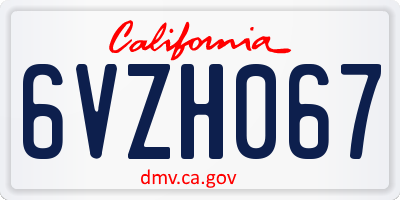 CA license plate 6VZH067