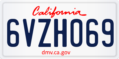 CA license plate 6VZH069