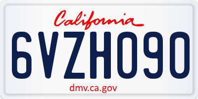 CA license plate 6VZH090