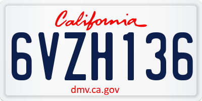 CA license plate 6VZH136