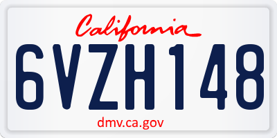 CA license plate 6VZH148