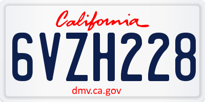 CA license plate 6VZH228