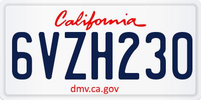 CA license plate 6VZH230