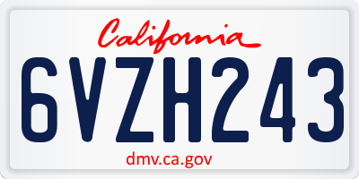 CA license plate 6VZH243