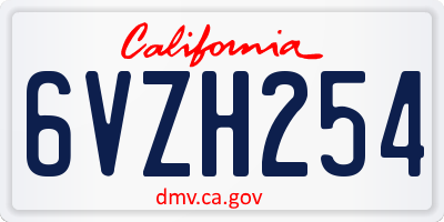 CA license plate 6VZH254