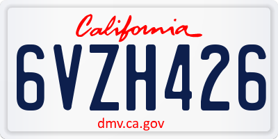 CA license plate 6VZH426