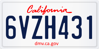 CA license plate 6VZH431