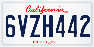 CA license plate 6VZH442